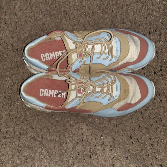 CAMPER--Nothing-Colorblock Sneaker-Blue/Brick/Tan Leather-Sz 38-Excellent - Picture 8 of 9